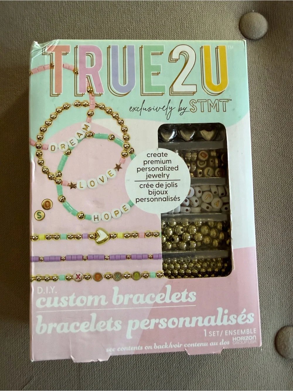 TRUE2U DIY Custom Bracelets Kit - Pink, Mint & Gold